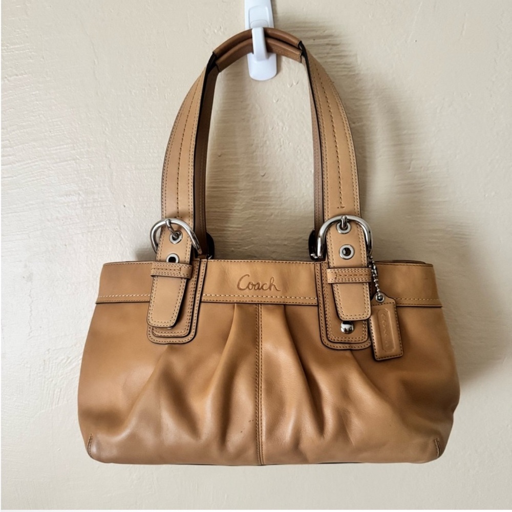 Coach SoHo Pleated Pleated Tan/ Camel Leather Shoulder Hand Bag with Tag